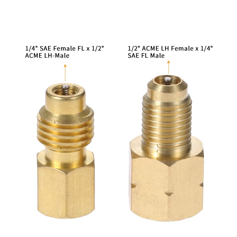 Aupoko 2 PC R1234YF Vacuum Hose Pump Adapter 1/2 LH x 1/4 SAE SAE Female FL Brass Valve Core, Fit for Refrigeration Conversion - Image 2